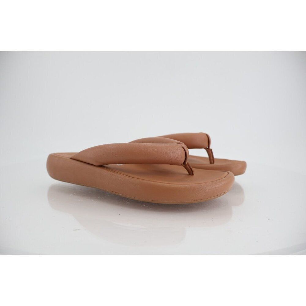 Fitflop Iqushion D-luxe Flip Flop Brown Tan leather Wedge Thong Size 5 Padded